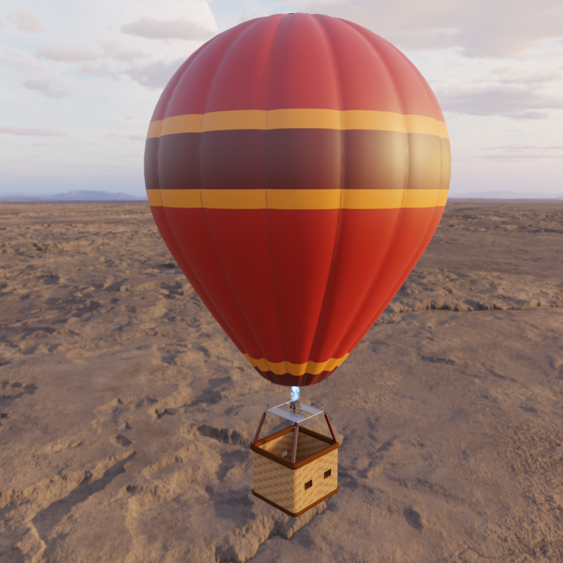Hot air balloon 3D Model .c4d .max .obj .3ds .fbx .stl .blend 