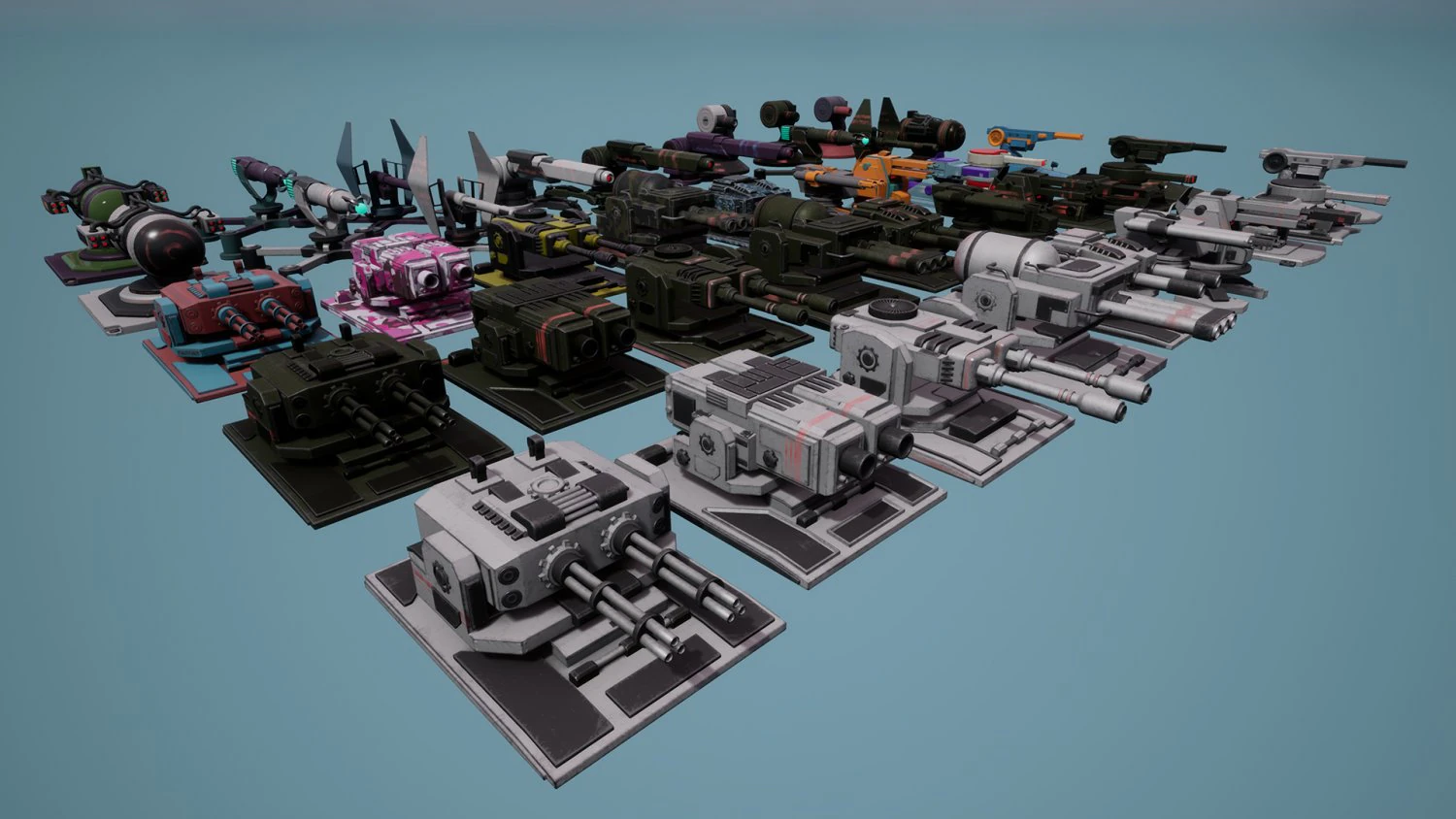 Heavy Stationary Guns Pack 3D Model .c4d .max .obj .3ds .fbx .stl .blend 