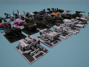 Heavy Stationary Guns Pack 3D Model