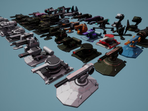 Heavy Stationary Guns Pack 3D Model