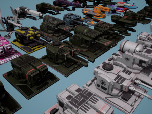 Heavy Stationary Guns Pack 3D Model