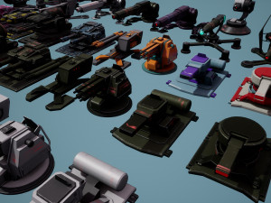Heavy Stationary Guns Pack 3D Model