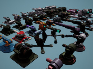 Heavy Stationary Guns Pack 3D Model