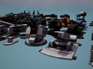 Heavy Stationary Guns Pack 3D Model