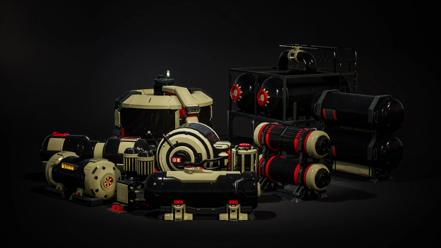 SciFi Barrels Props 3D Model .c4d .max .obj .3ds .fbx .stl .blend 