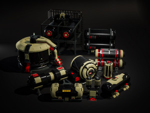 SciFi Barrels Props Modelo 3D