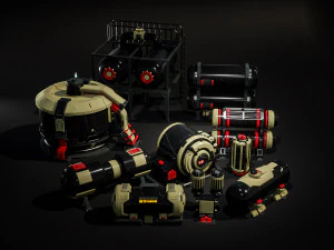 SciFi Barrels Props 3D Model