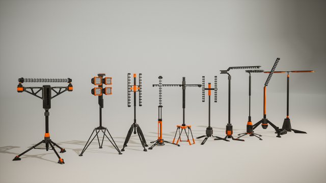 SciFi Lamps Props Model 3D .c4d .max .obj .3ds .fbx .stl .blend 