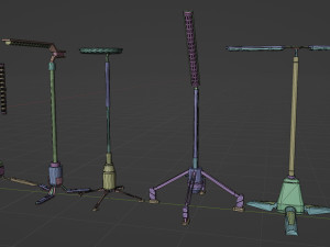 SciFi Lamps Props Model 3D