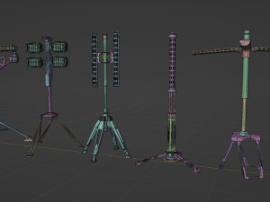SciFi Lamps Props Model 3D