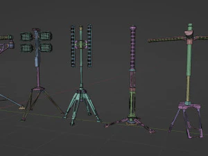 SciFi Lamps Props 3D Model
