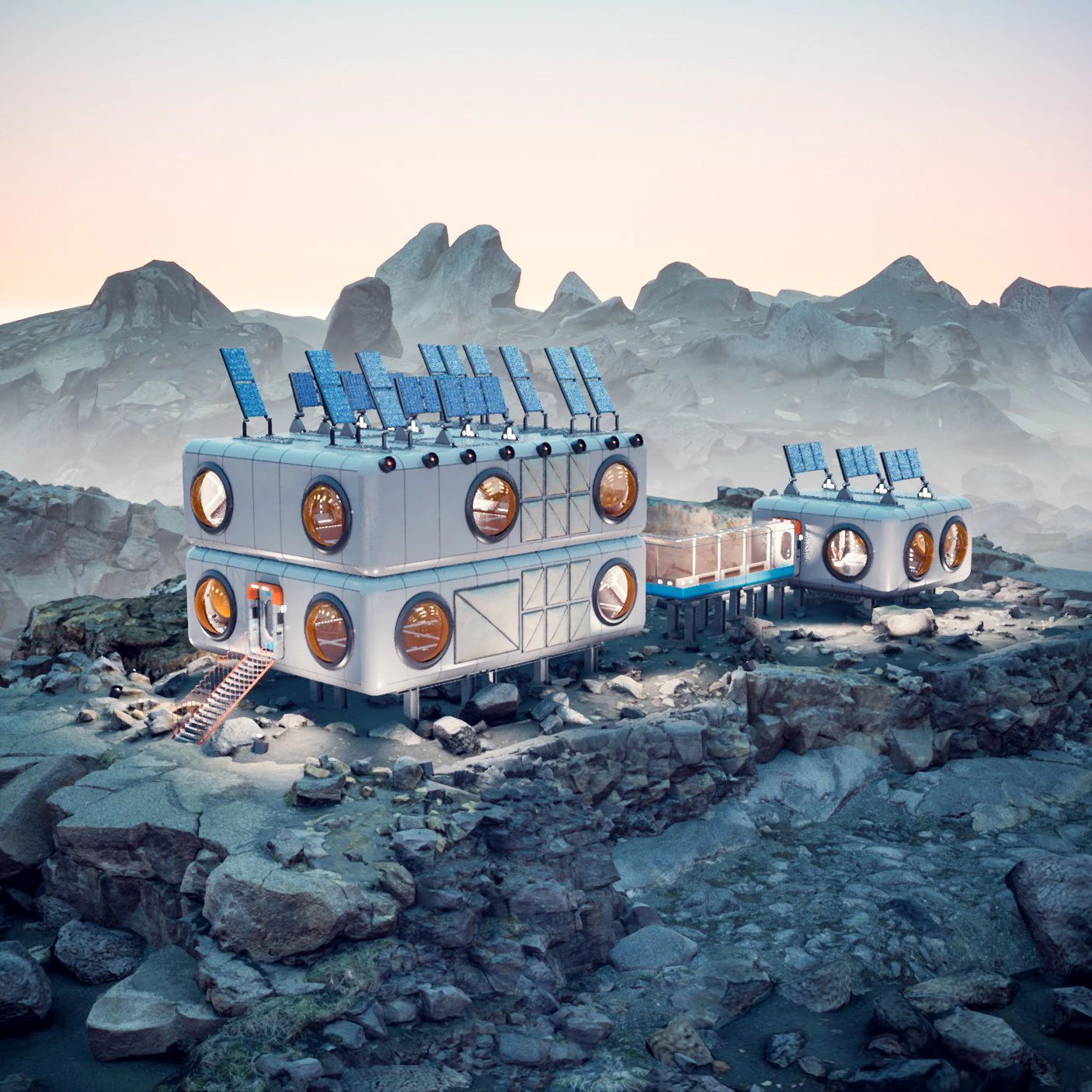 Stazione lunare modulare Modello 3D .c4d .max .obj .3ds .fbx .stl .blend 