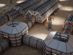 LowPoly Modular Space Station Modelo 3D