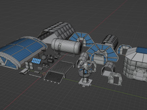 LowPoly Modular Space Station Modelo 3D
