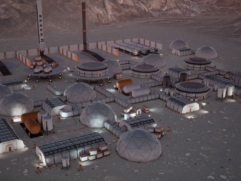 Low Poly Modular Space Station 02 3D Model