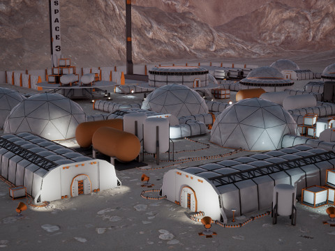 Low Poly Modular Space Station 02 3D Model