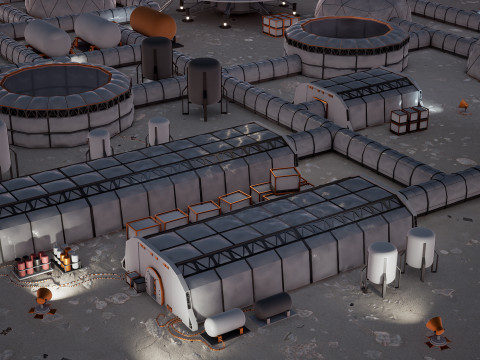 Low Poly Modular Space Station 02 3D Model