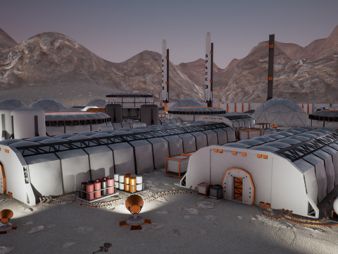 Low Poly Modular Space Station 02 3D Model