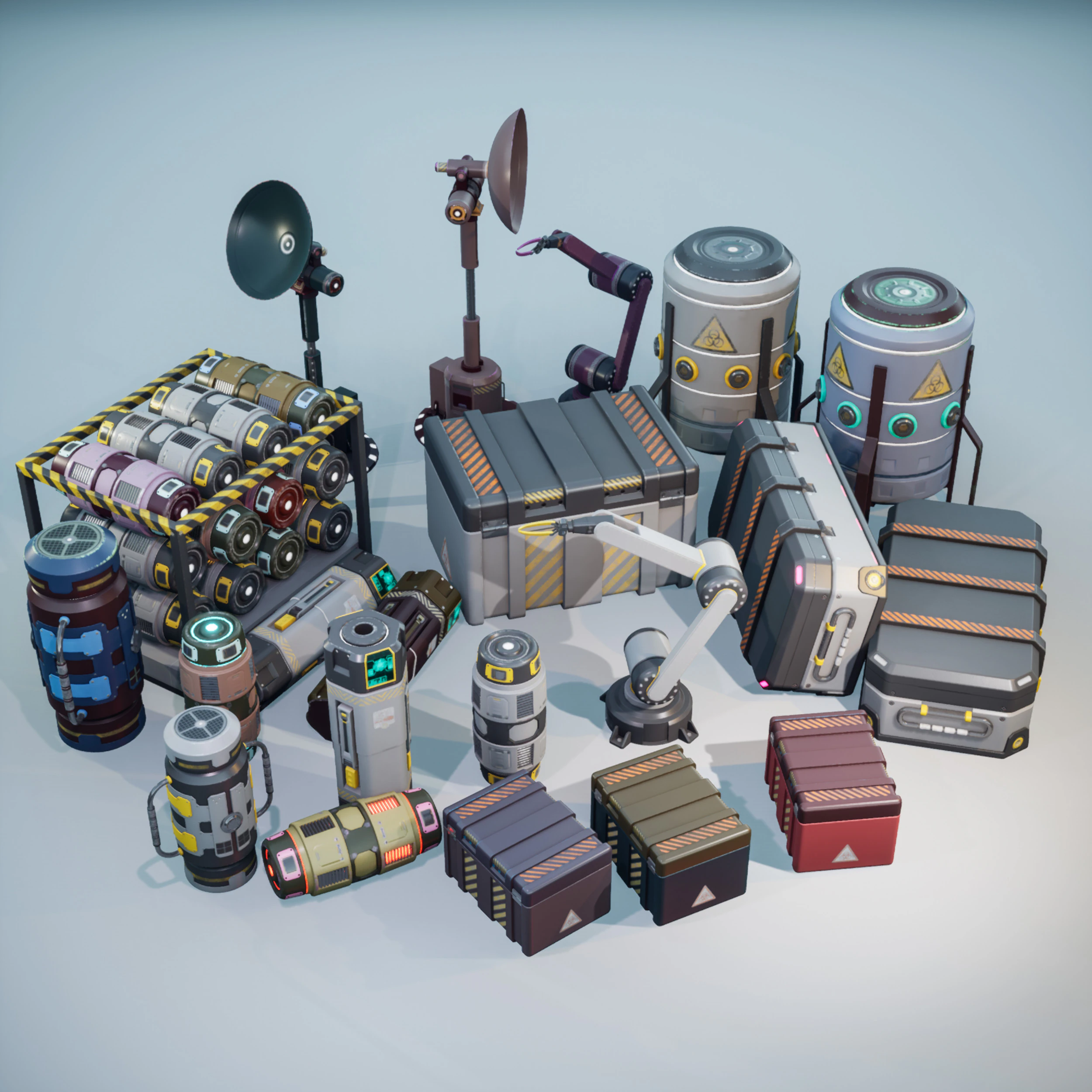 Sci-Fi Props Pack 3D Model .c4d .max .obj .3ds .fbx .stl .blend
