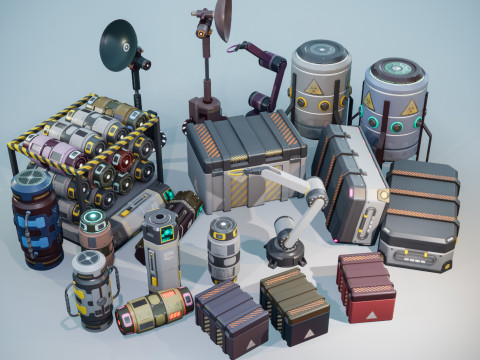 Sci-Fi Props Pack 3D Model