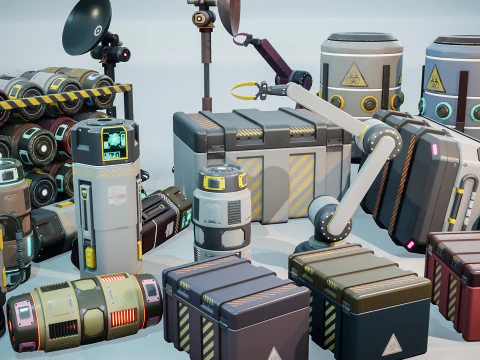 Sci-Fi Props Pack 3D Model