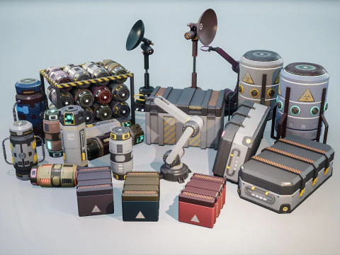 Sci-Fi Props Pack 3D Model