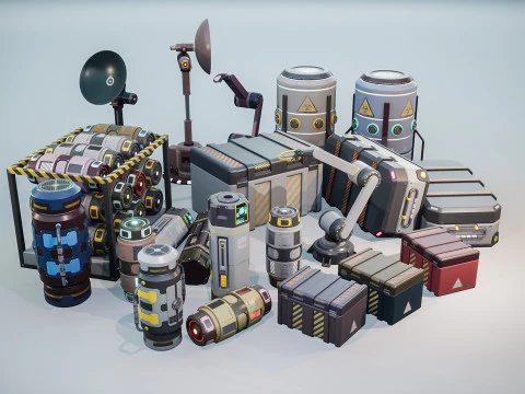 Sci-Fi Props Pack 3D Model