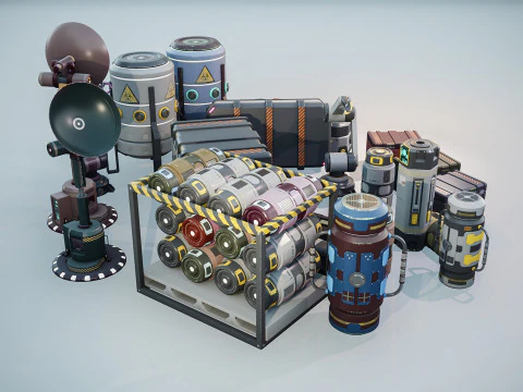 Sci-Fi Props Pack 3D Model
