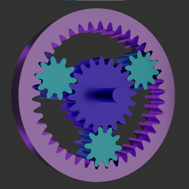Planetary gearbox 3D Model .c4d .max .obj .3ds .fbx .stl .blend