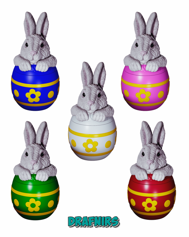EASTER BUNNY EGG POT 3D Baskı Modeli .c4d .max .obj .3ds .fbx .stl .blend 