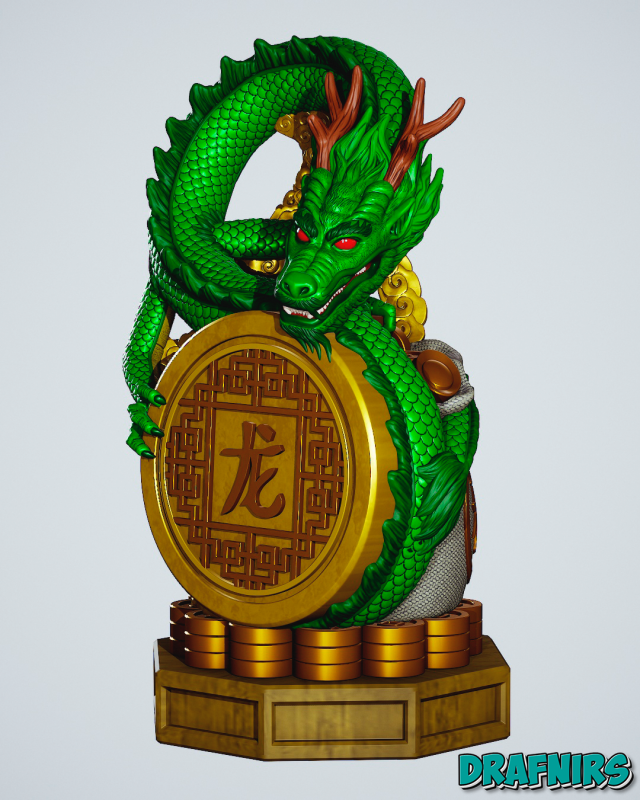 LONG - FORTUNE DRAGON 3D Baskı Modeli .c4d .max .obj .3ds .fbx .stl .blend 