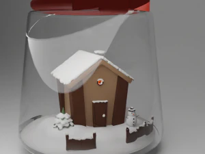 Cartoon-Winterhaus 3D Modell