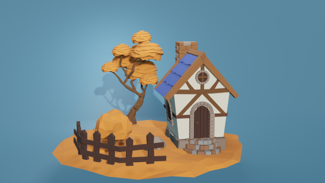 Autumn lowpoly house Modèle 3D .c4d .max .obj .3ds .fbx .stl .blend 