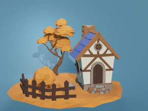 Casa lowpoly de outono Modelo 3D