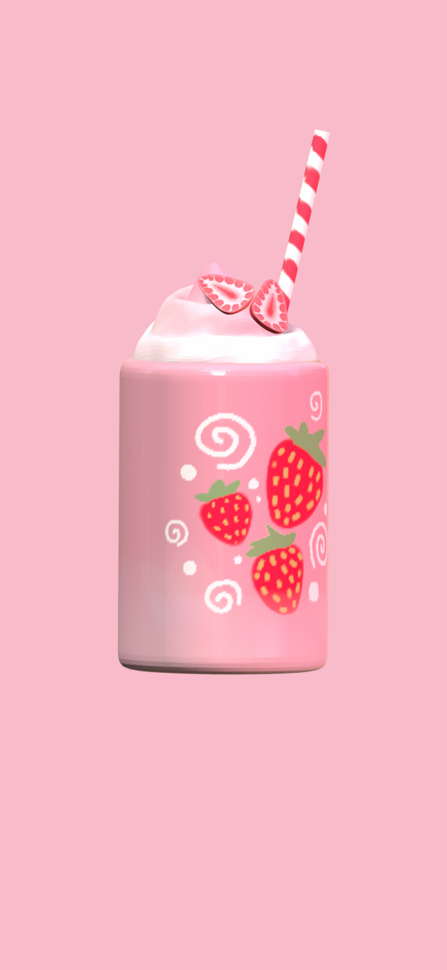Strawberry milkshake figurine Model 3D .c4d .max .obj .3ds .fbx .stl .blend 