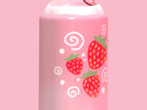 Strawberry milkshake figurine 3D Model