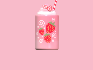 Strawberry milkshake figurine Model 3D