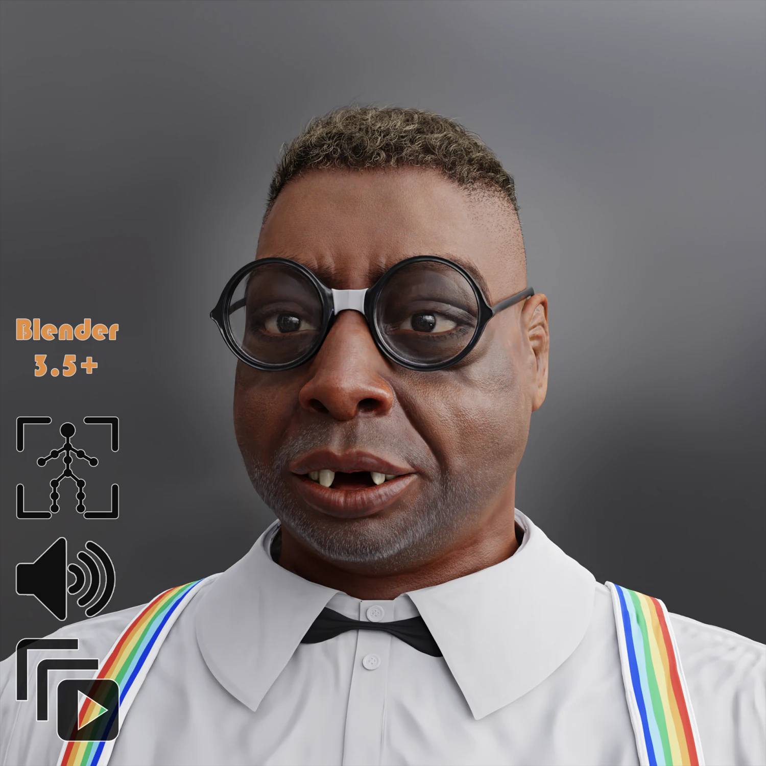 Beetlejuice 3D Likeness Model - Animation with sound 3D Model .c4d .max .obj .3ds .fbx .stl .blend 