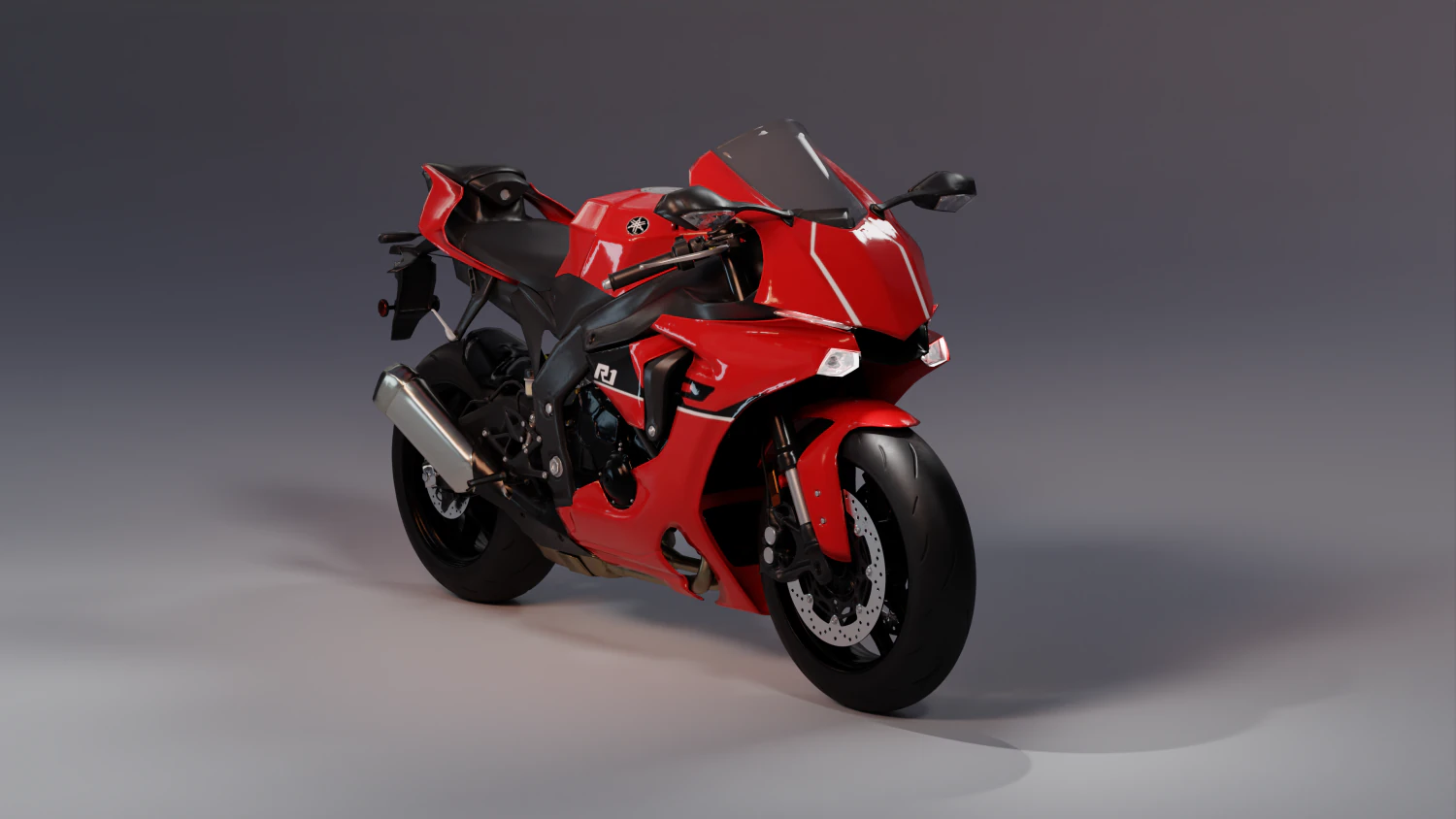 Yamaha R1 2015 Red and black 3D Model .c4d .max .obj .3ds .fbx .stl .blend 
