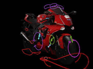 Yamaha R1 2015 Red and black 3D Model