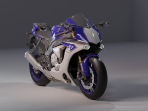 Yamaha R1 Rigged and Animated 3D Model