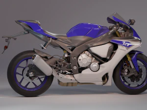 Yamaha R1 Rigged and Animated 3D Model