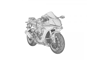 Yamaha R1 Rigged and Animated 3D Model