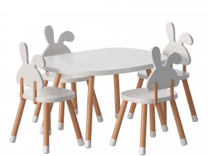 Premium Quality Kids Beech Table Chair 3D Model