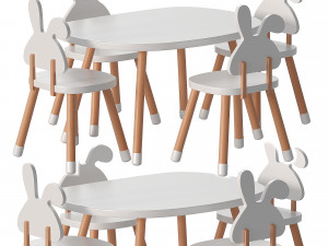 Premium Quality Kids Beech Table Chair 3D Model