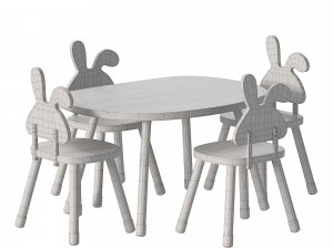 Premium Quality Kids Beech Table Chair 3D Model