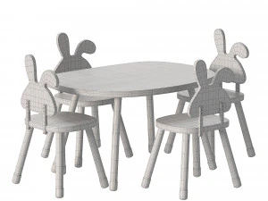 Premium Quality Kids Beech Table Chair 3D Model