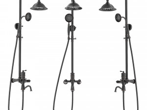 Shower Set RETRO Black 3D Model