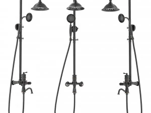 Shower Set RETRO Black 3D Model