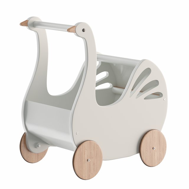 Sweet Wooden Swan Doll Stroller 3D Модель .c4d .max .obj .3ds .fbx .stl .blend 